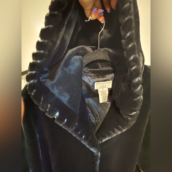 Black Faux Fur Hooded Coat by Covington Woman | size 1X - Picture 8 of 10
